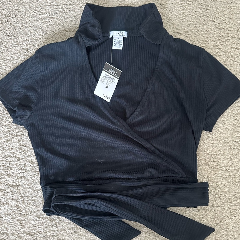 Rue21 Elegant Black Wrap Blouse